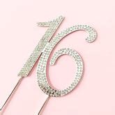 Silver - Sweet 16 Birthday Cake Topper