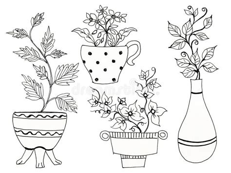 Black Hand Drawn Herbs, Plants and Flowers, Branches, Florals, Flower ...