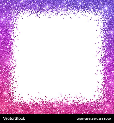 Glitter square border frame with purple pink Vector Image