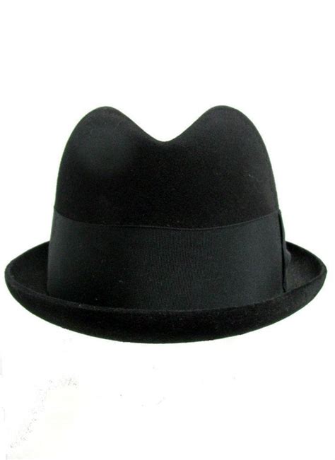 Vintage Mans Hat Black Stingy Brim Fedora Hat size 6 7/8 Small