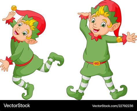 Cartoon christmas elves Royalty Free Vector Image