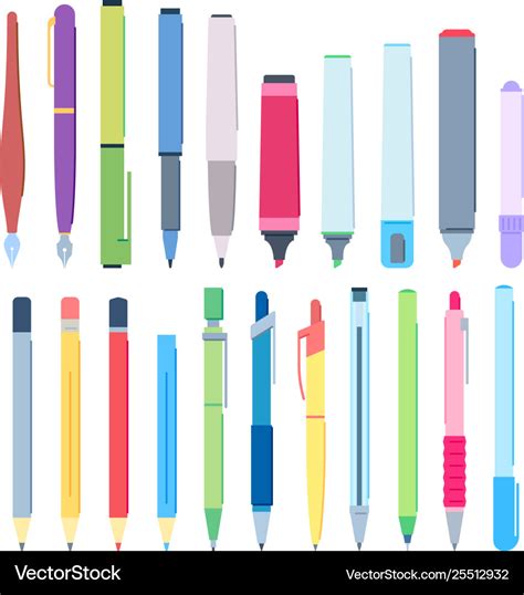 Cartoon pens and pencils writing pen drawing Vector Image