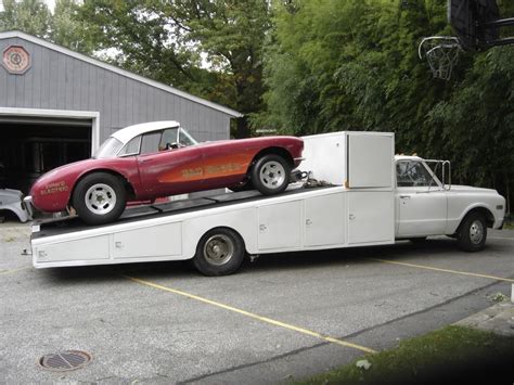 Car hauler and Corvette race car | Corvette race car, Drag racing cars ...