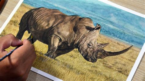 Painting a Rhino in Watercolor - YouTube