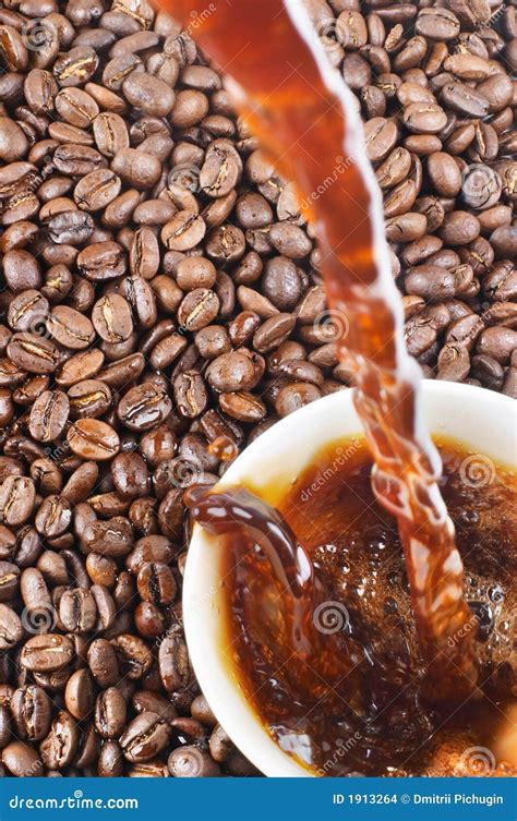 Pouring Coffee and Coffee-beans Stock Photo - Image of mill, caffeine: 1913264