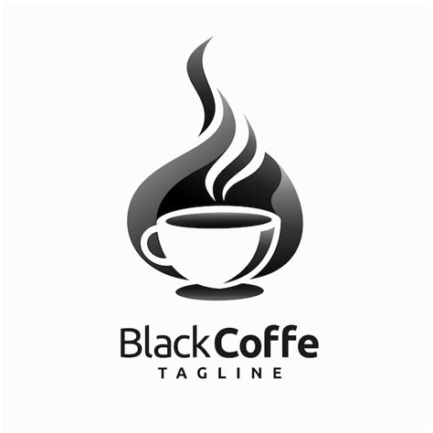 Premium Vector | Black coffee logo with mug concept