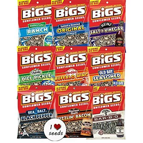 Bigs Sunflower Seed Flavor Variety Pack 9 bags (5.35oz each) with Bonus ...