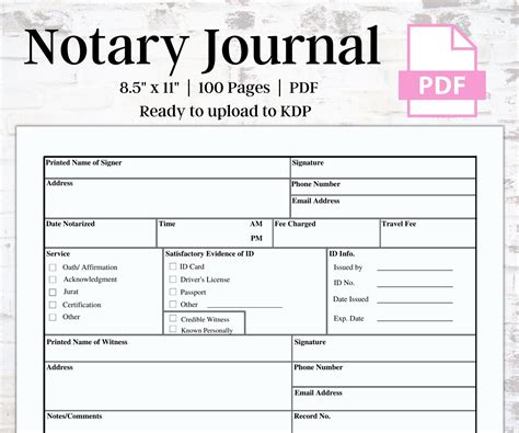 Pdf Printable Notary Journal - Customize and Print