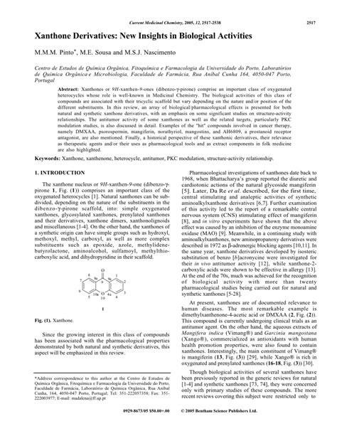 (PDF) Xanthone Derivatives: New Insights in Biological Activities