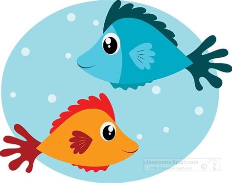 Fish Clipart-blue and orange fish with a red and blue tail swimming in water