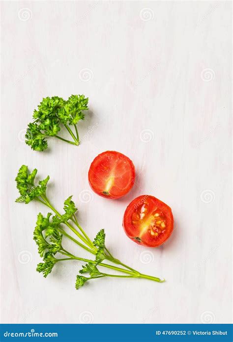 Simple Food Background, Parsley and Tomato Stock Photo - Image of ingredient, parsley: 47690252