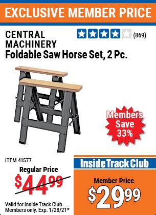 CENTRAL MACHINERY Foldable Saw Horse Set 2 Pc. for $29.99 in 2021 | Harbor freight coupon ...