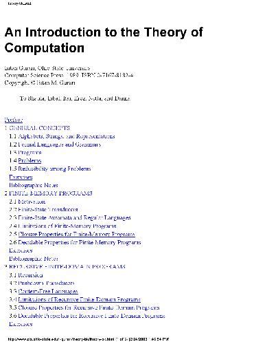 Solutions for Introduction to the theory of computation 1st by Eitan Gurari | Book solutions ...