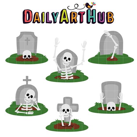 Graveyard Skeletons Clip Art Set – Daily Art Hub // Graphics, Alphabets & SVG