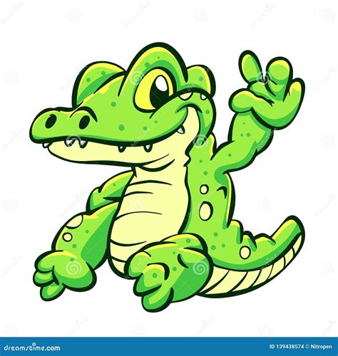 Baby Alligator Cartoon Hello Stock Vector - Illustration of vector, dinosaur: 139438574