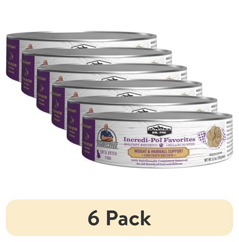 (6 pack) Dr. Pol Incredi-Pol Favorites Chicken Weight and Hairball Support Canned Cat Food, 5 ...