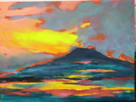 Mount Etna at Sunset - oil on canvas