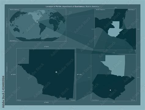 Peten, Guatemala. Described location diagram Stock Illustration | Adobe ...