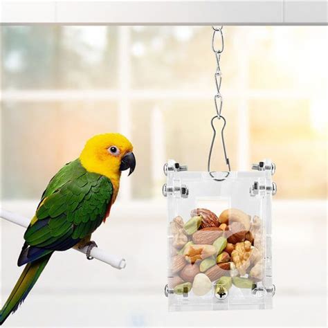 Acrylic Puzzle Foraging Parrot Feeder - 2 in 1 Fun durable puzzle toy and feeder for Parrots to ...