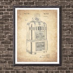 Music Art Decor Jukebox Patent Print Art 1940 Music Decor, Retro Wall Hanging Geek Gift, Gift ...