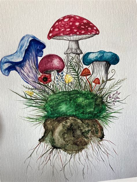 Mushrooms Print of Orginal Watercolor Painting | Etsy