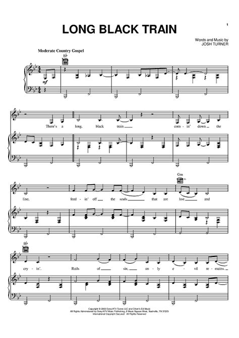 Long Black Train" Sheet Music by Josh Turner for Piano/Vocal/Chords - Sheet Music Now