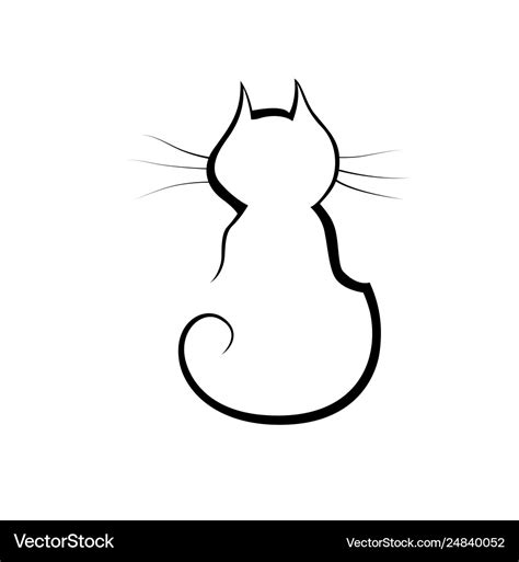 Cat line icon little cute pet Royalty Free Vector Image