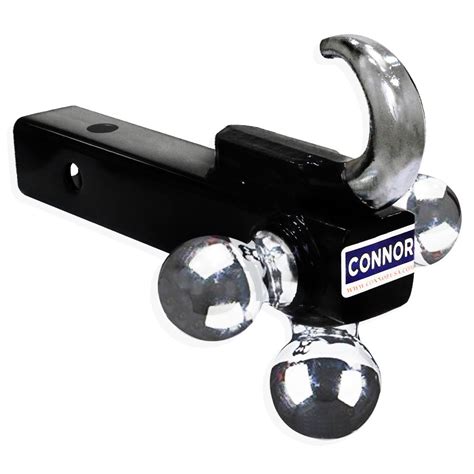 Connor Tri Ball Hitch with Hook - 2" Trailer Hitch Chrome (GTW-2000,6000,10000 lb.), 1625320 ...