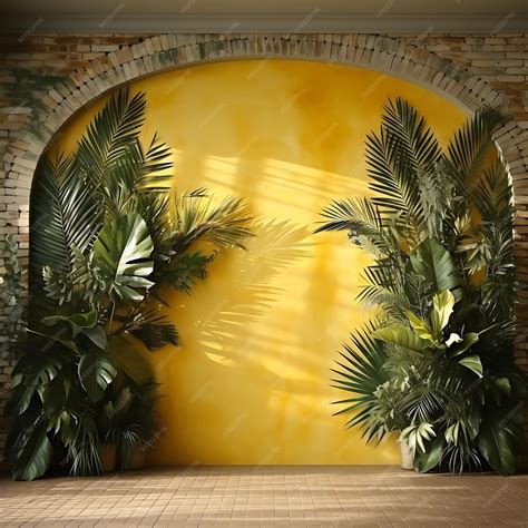Premium Photo | Photo of Palm Leaf Wall Art and Floral Arch Decoration ...