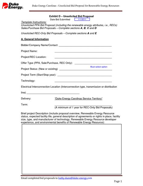 Bid Proposal Template - Free Printable Documents