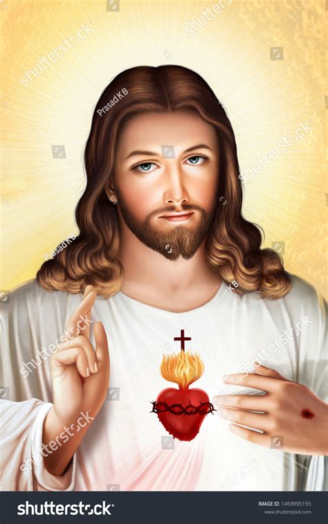 Sacred Heart Jesus Christ Christian God Stock Illustration 1459995155 ...