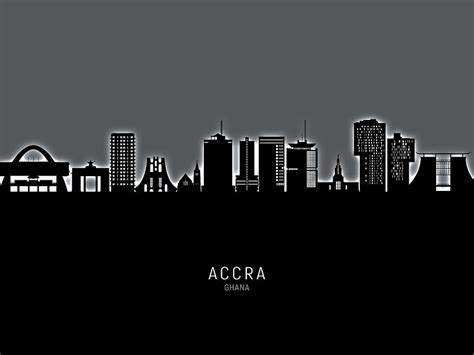 Accra Ghana Skyline #73 Digital Art by Michael Tompsett