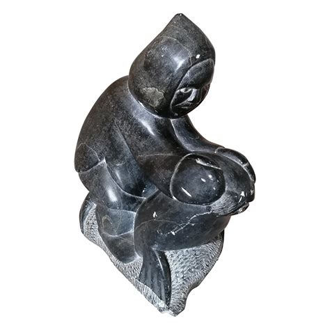 Baker Lake COA card syllabics INUK 7x3x2 Inuit Art Soapstone Sculpture by Johnny Iqulik E3-1743 ...