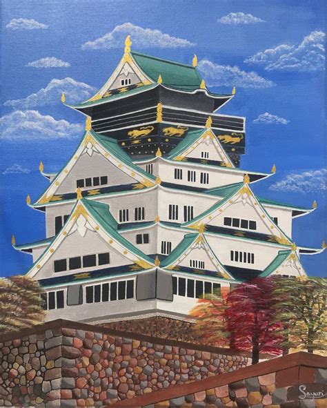 Japanese castle Painting by Sayuri Noash | Saatchi Art