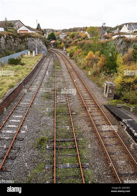 Kyle of Lochalsh Station and railway, Railway Pier, Kyle of Lochalsh, Highlands, Scotland Stock ...