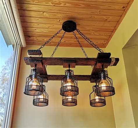 Rustic Light Fixture - Hanging Light - Rustic Lighting - Industrial Pendant Light - Wood ...