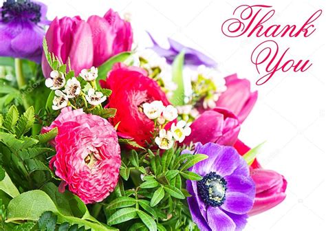 Thank you. colorful flowers bouquet. card concept — Stock Photo © LiliGraphie #13519043