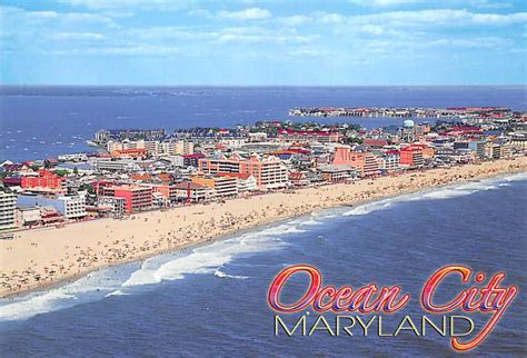 Ocean City, Maryland Beach Aerial View - Continental Postcard (B455-456)