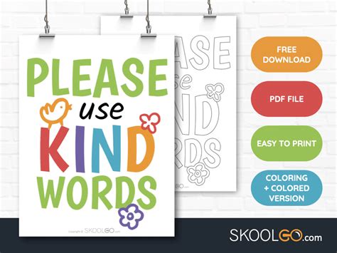 Please Use Kind Words - Free Classroom Poster - SKOOLGO