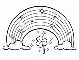 Shamrock With Rainbow And Clouds coloring Page  Download Print Or sketch template