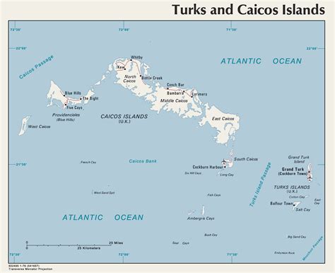 Large detailed map of Turks and Caicos Islands with roads and airports ...