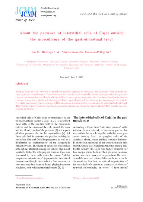 (PDF) About the presence of interstitial cells of Cajal outside the ...