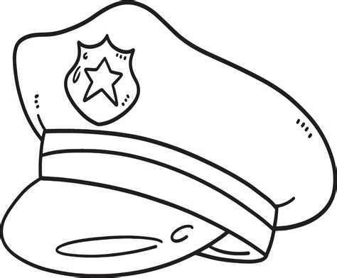 Police Hat Isolated Coloring Page for Kids 12902471 Vector Art at Vecteezy