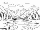 Lovely River Scene Coloring  Page sketch template