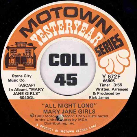 Mary Jane Girls – All Night Long b/w Boys - Motown 7"