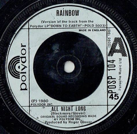 Rainbow – All Night Long (1980, Company Sleeve, Vinyl) - Discogs