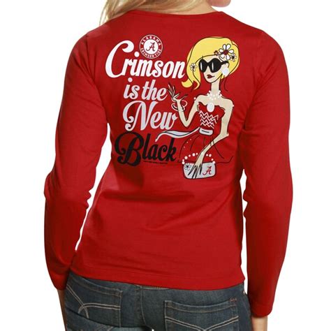 Alabama Crimson Tide Ladies New Black Long Sleeve T-Shirt - Crimson ...