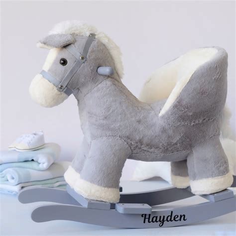 Grey Horse Plush Rocker