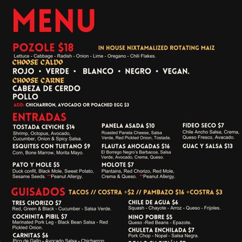 Menu - Denver CO's La Diabla Pozole y Mezcal | Sirved