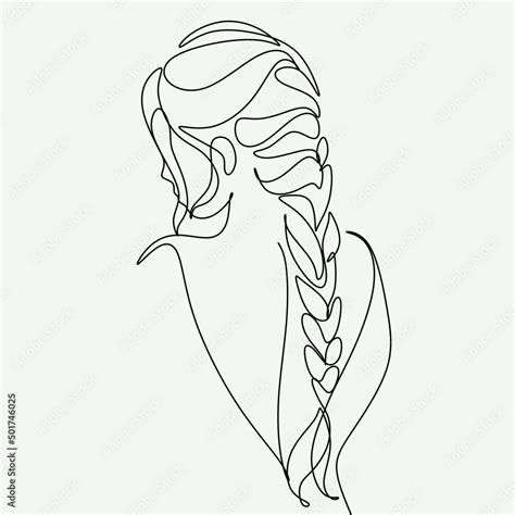 Woman Line Art. Line drawing of girl with long hair. Vector beauty logo ...